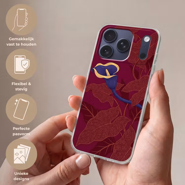 Telefoonhoesje Softcase - Bloemen - Modern - Paars — 4