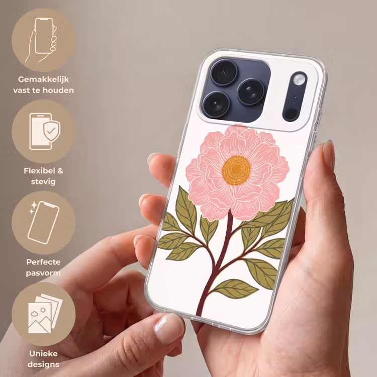 Telefoonhoesje Softcase - Bloemen - Roze - Illustratie — 4