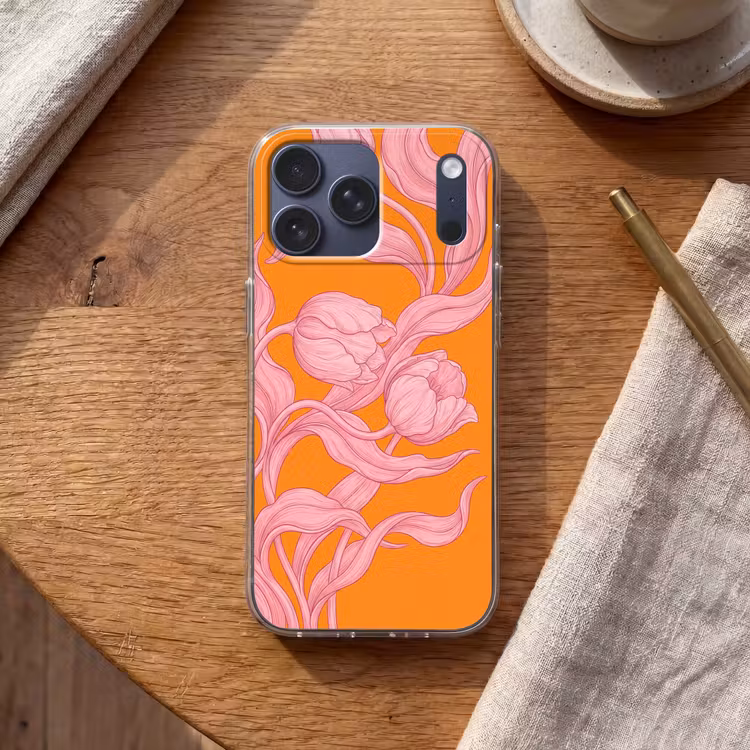 Telefoonhoesje Softcase - Roze bloemen - Modern — 2