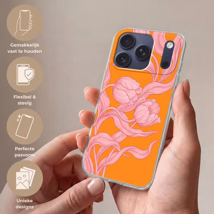 Telefoonhoesje Softcase - Roze bloemen - Modern — 4