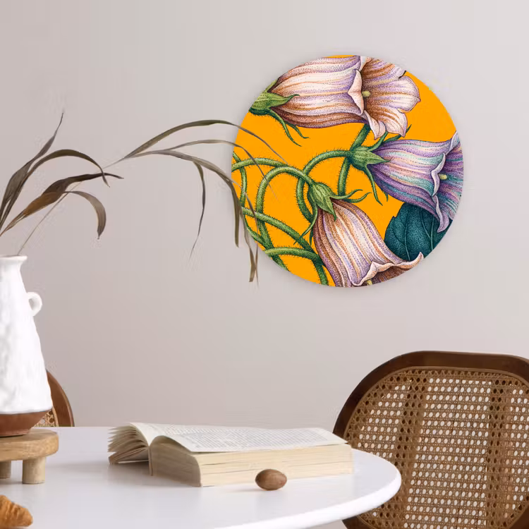 Wandcirkel - Glas - Bloemen - Botanisch - Geel — 4