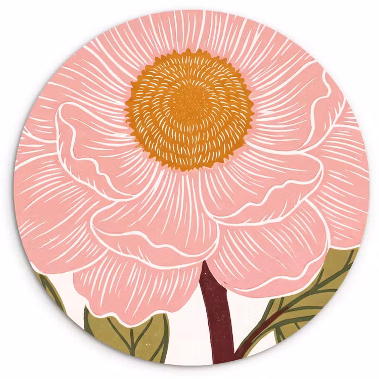 Wandcirkel - Glas - Bloemen - Roze - Illustratie — 1