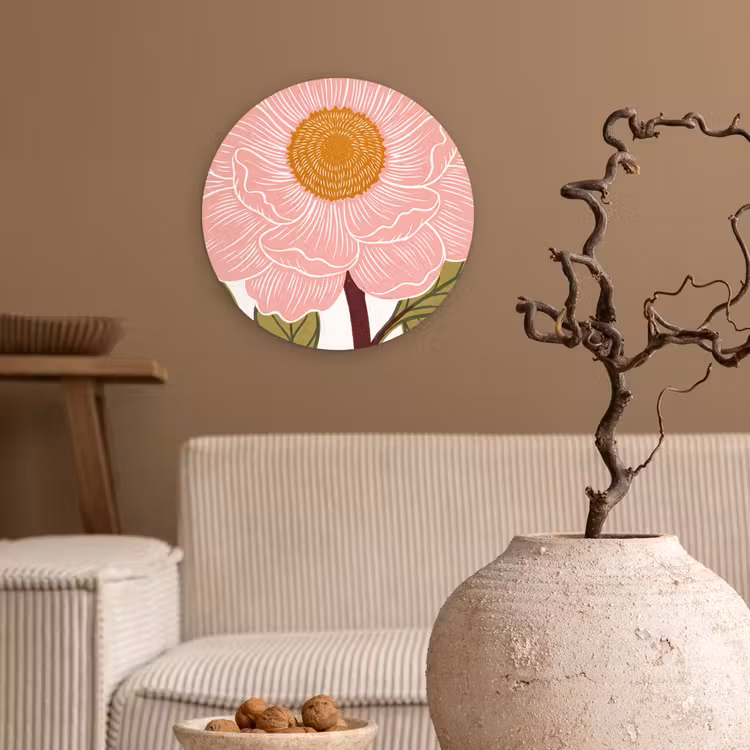 Wandcirkel - Glas - Bloemen - Roze - Illustratie — 2