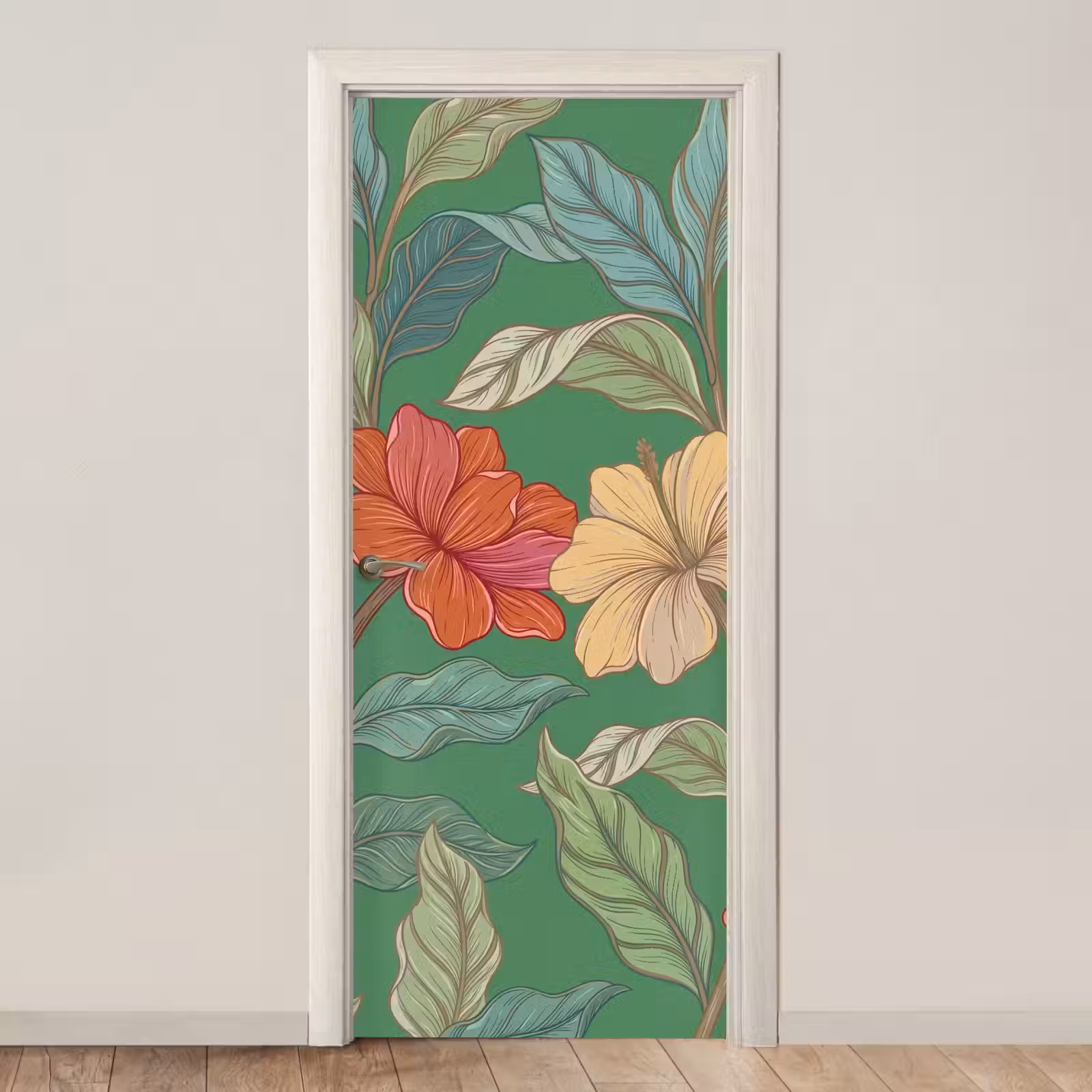 Deursticker - Bloemen - Groen - Illustratie — 1
