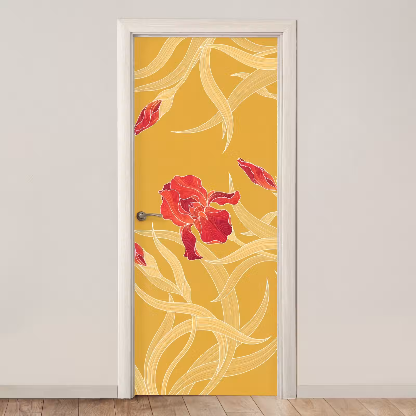 Deursticker - Bloemen - Illustratie - Rood — 1