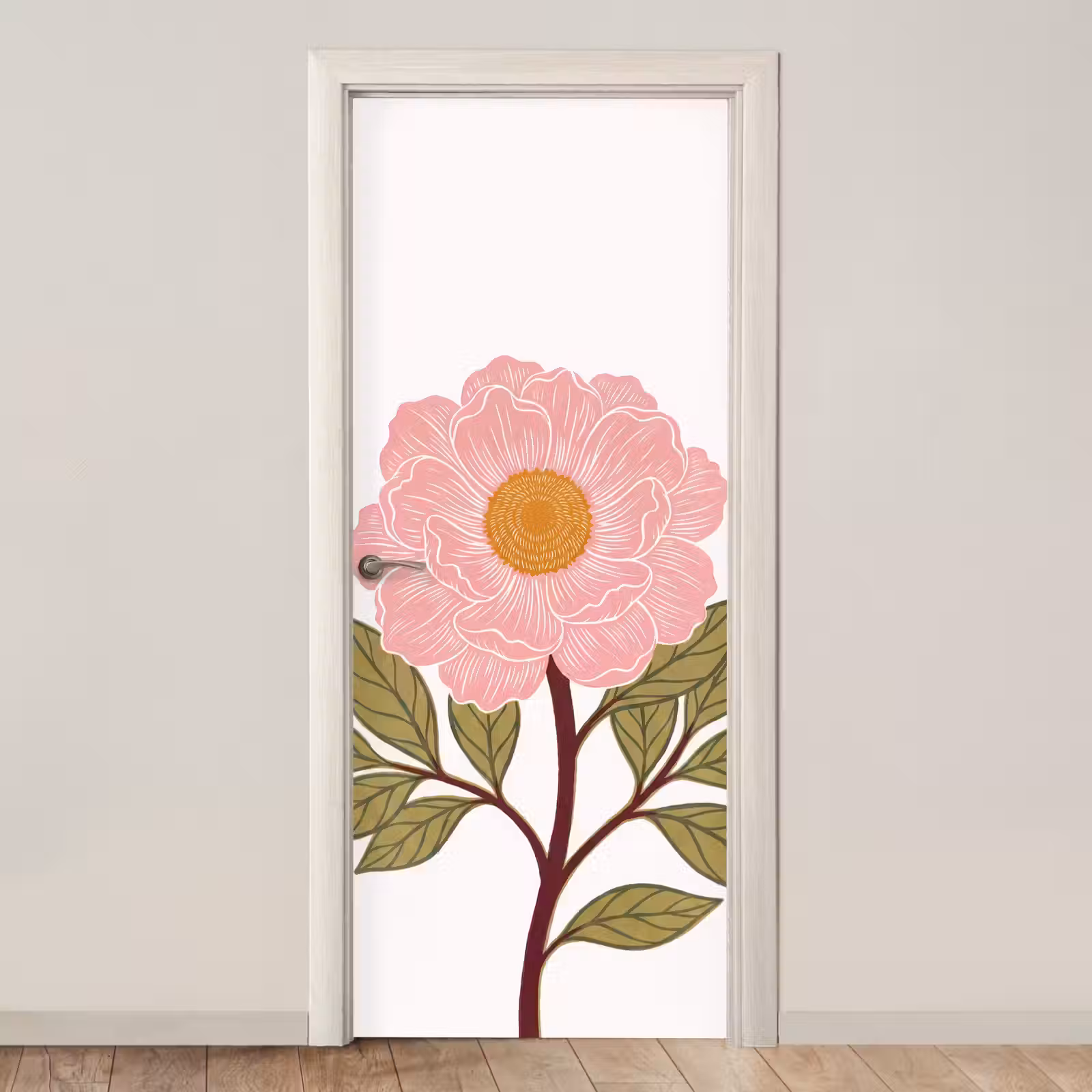 Deursticker - Bloemen - Roze - Illustratie — 1