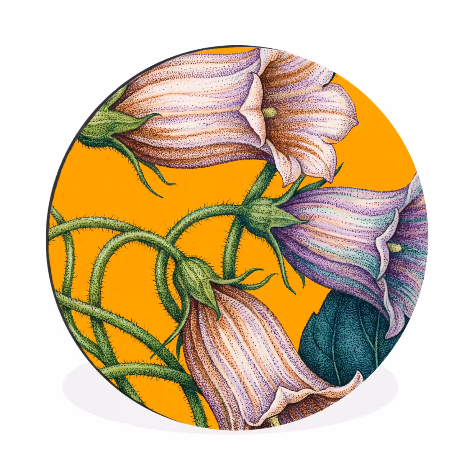 Wandcirkel - Aluminium - Bloemen - Botanisch - Geel — 1