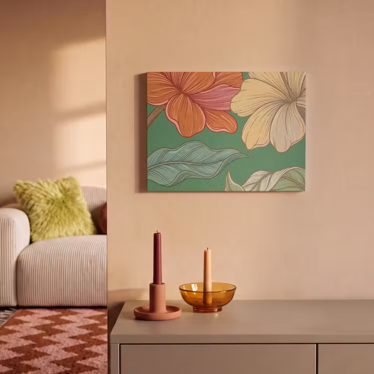 Akoestisch schilderij - Bloemen - Groen - Illustratie — 2