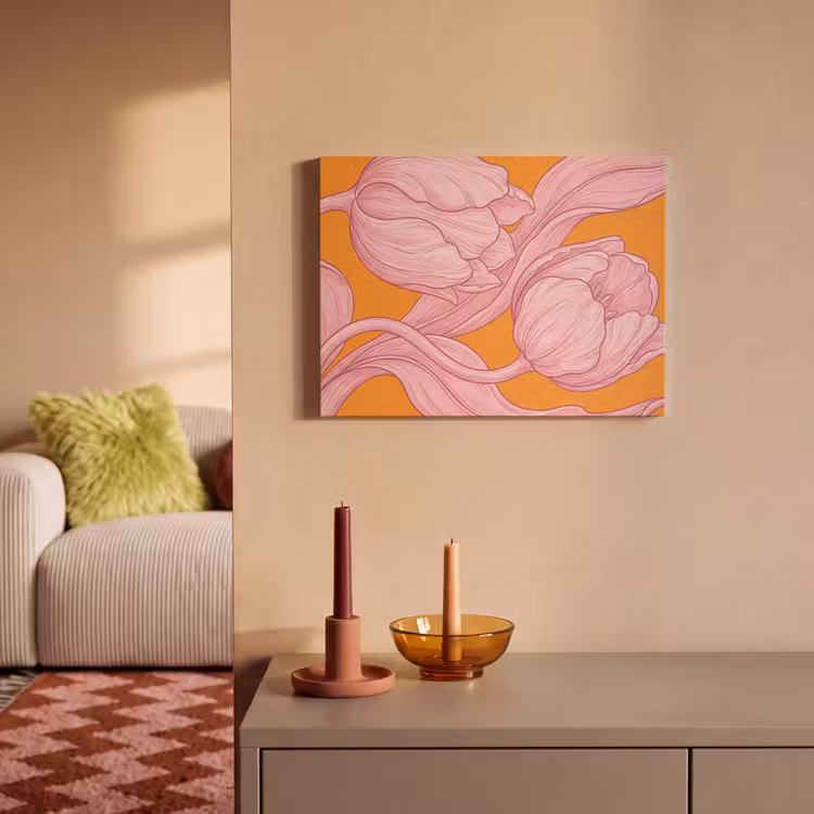 Akoestisch schilderij - Roze bloemen - Modern — 2