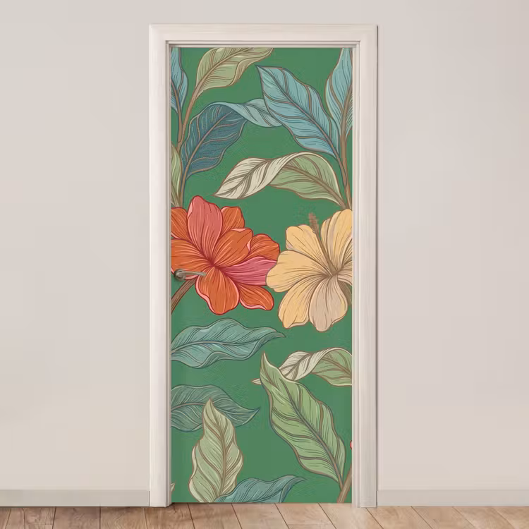 Deursticker - Bloemen - Groen - Illustratie — 1