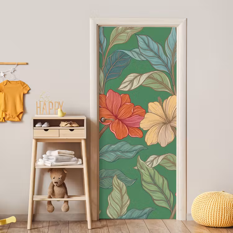 Deursticker - Bloemen - Groen - Illustratie — 6