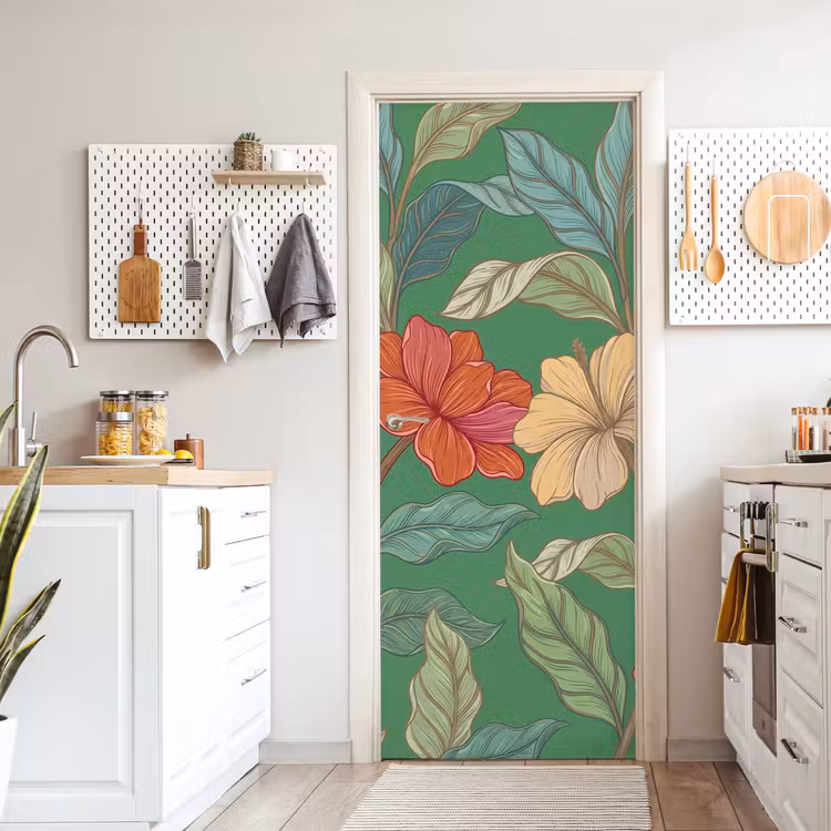 Deursticker - Bloemen - Groen - Illustratie — 7