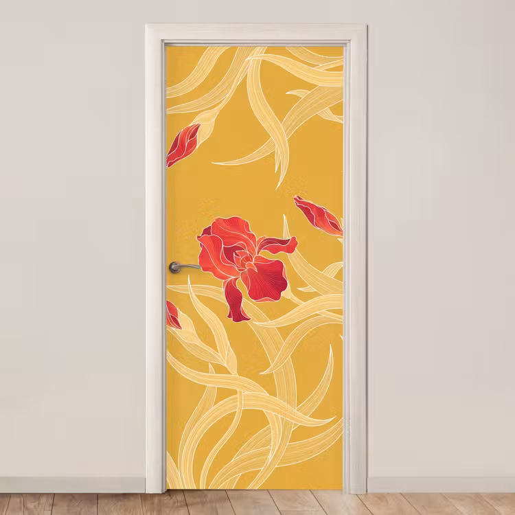 Deursticker - Bloemen - Illustratie - Rood — 1