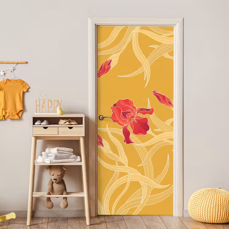 Deursticker - Bloemen - Illustratie - Rood — 6