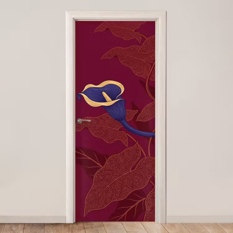 Deursticker - Bloemen - Modern - Paars — 1