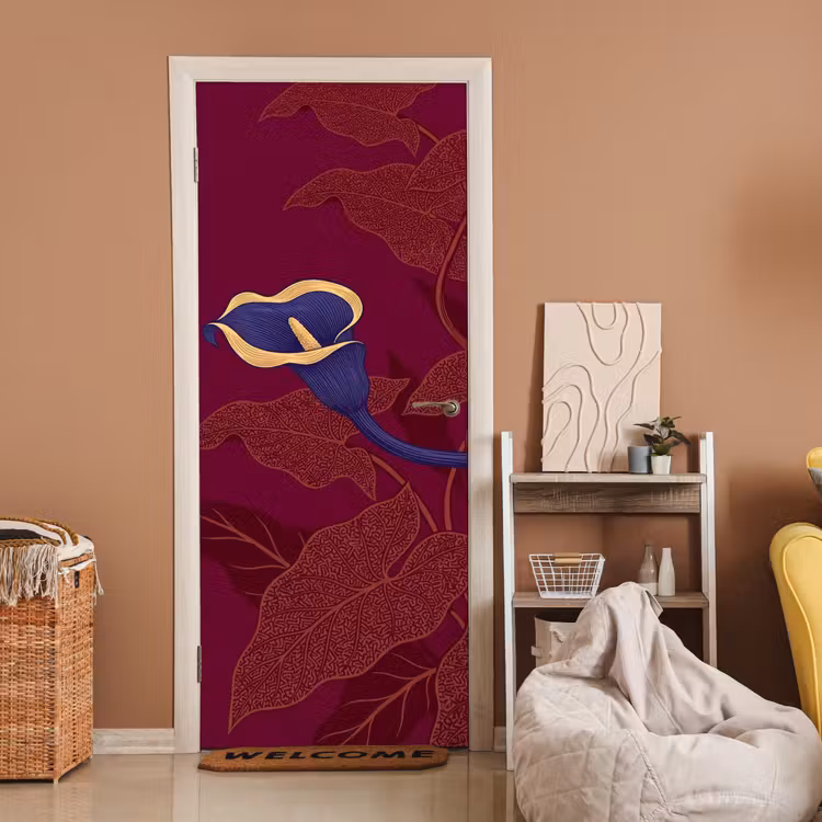 Deursticker - Bloemen - Modern - Paars — 2