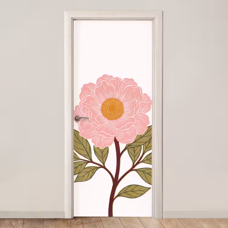 Deursticker - Bloemen - Roze - Illustratie — 1