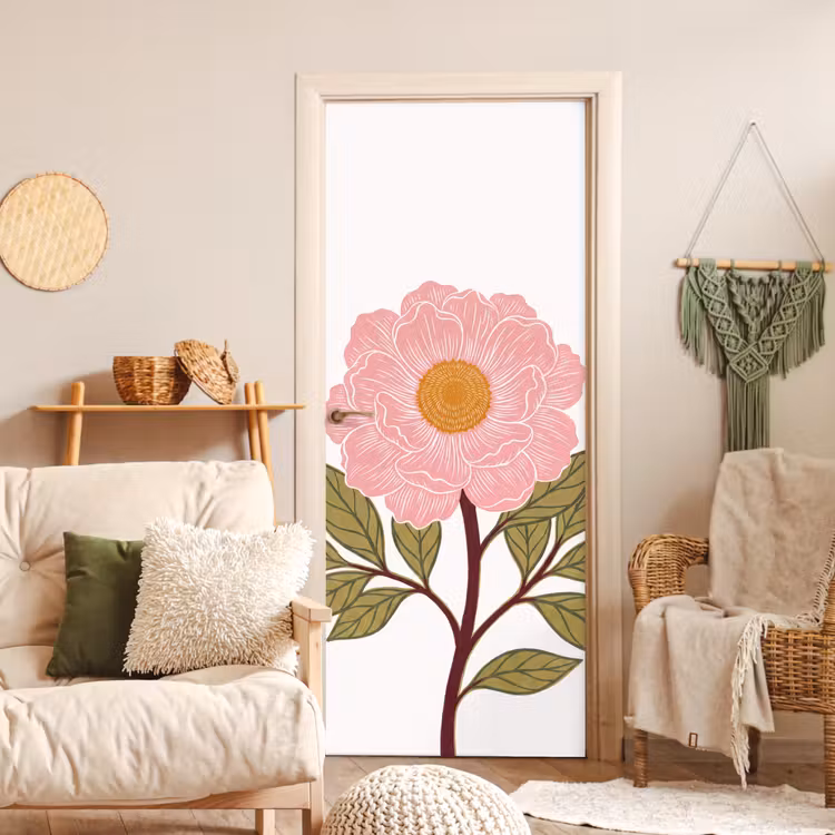Deursticker - Bloemen - Roze - Illustratie — 4