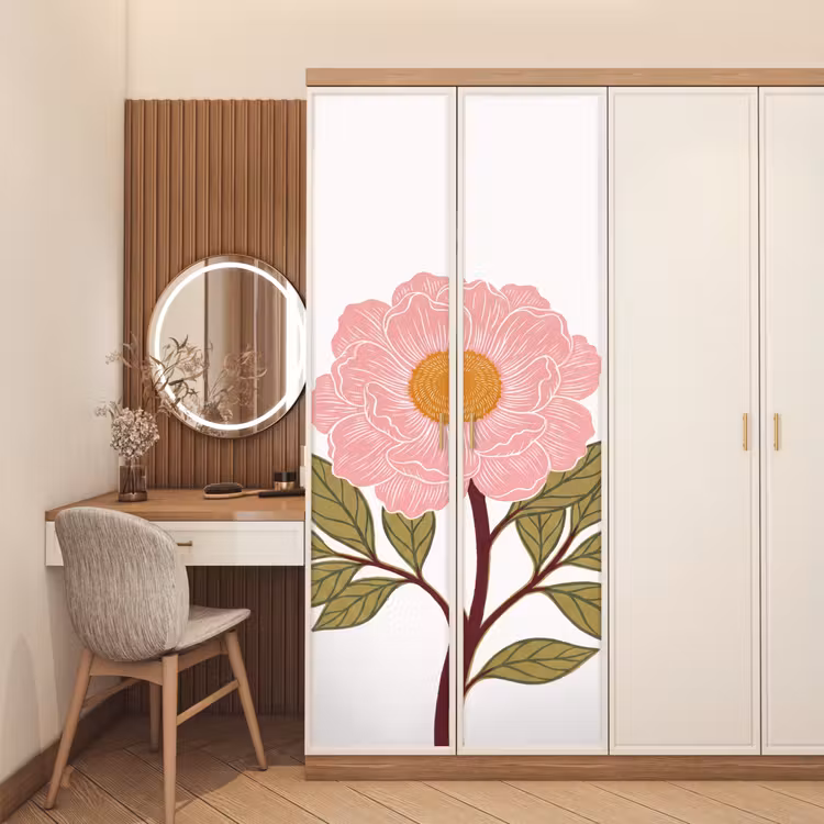 Deursticker - Bloemen - Roze - Illustratie — 5