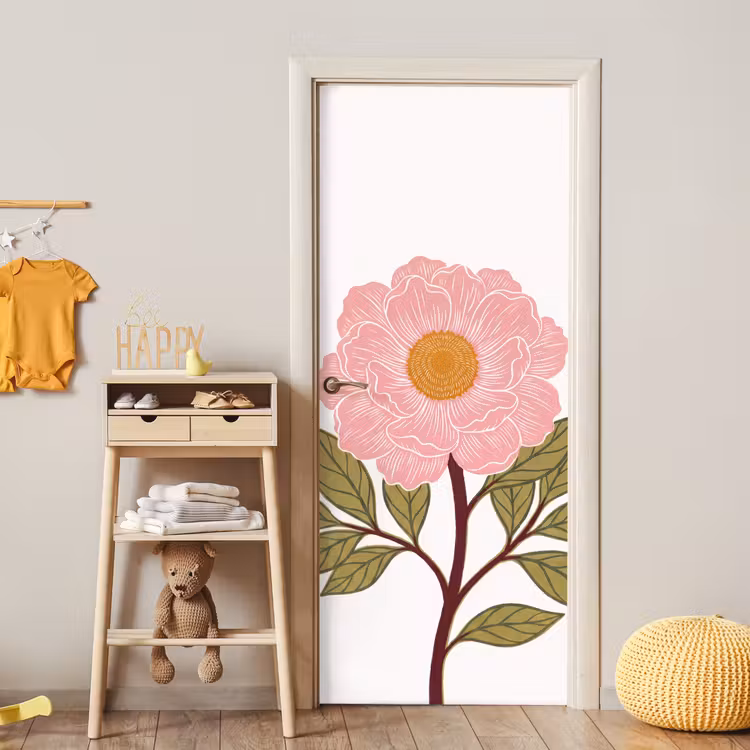 Deursticker - Bloemen - Roze - Illustratie — 6