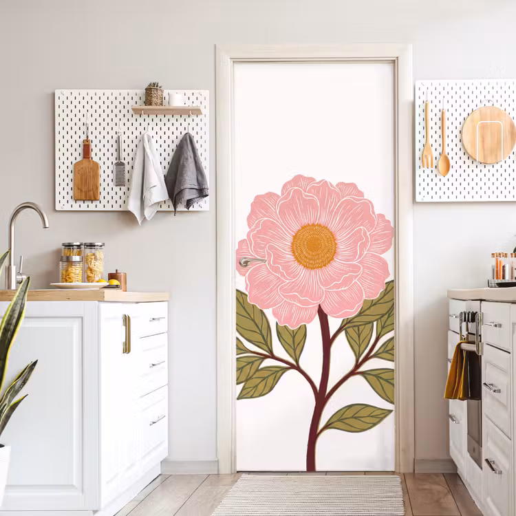 Deursticker - Bloemen - Roze - Illustratie — 7