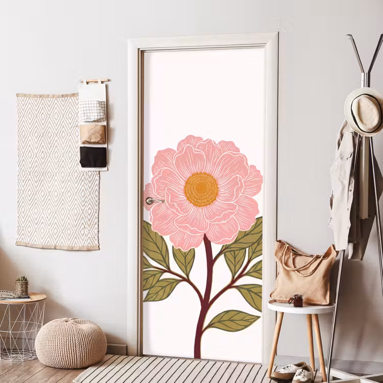 Deursticker - Bloemen - Roze - Illustratie — 8