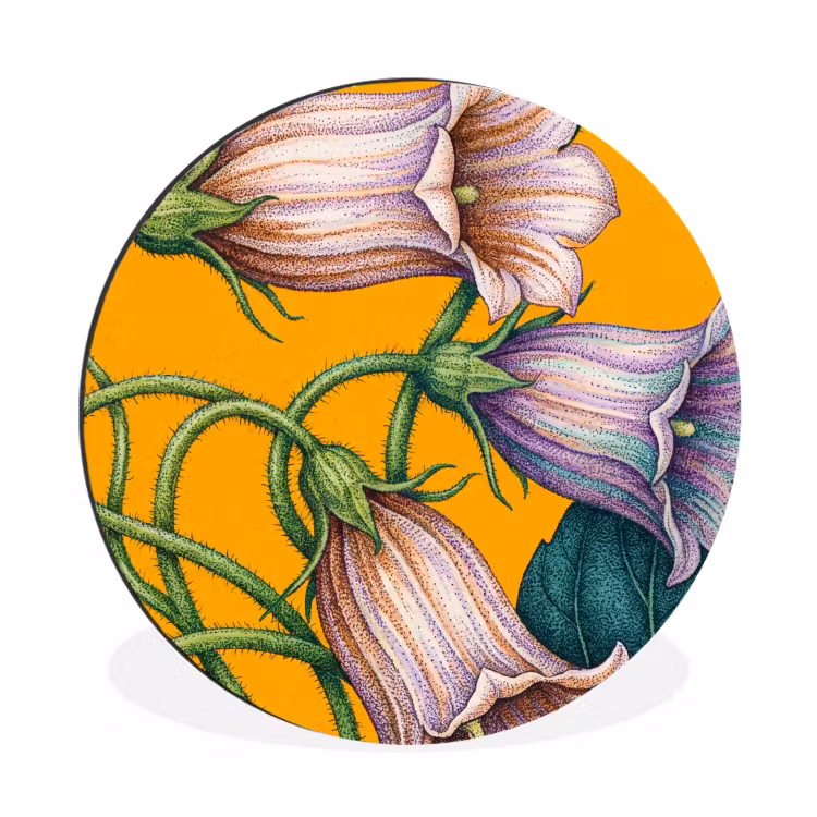Wandcirkel - Aluminium - Bloemen - Botanisch - Geel — 1