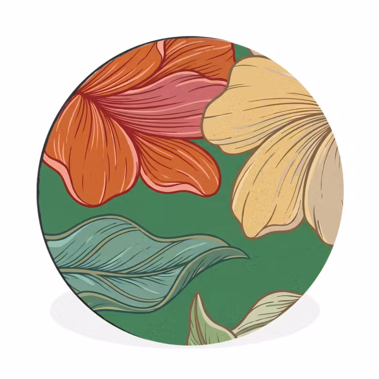 Wandcirkel - Aluminium - Bloemen - Groen - Illustratie — 1