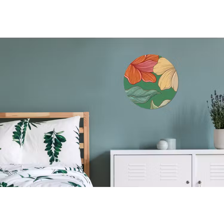 Wandcirkel - Aluminium - Bloemen - Groen - Illustratie — 4