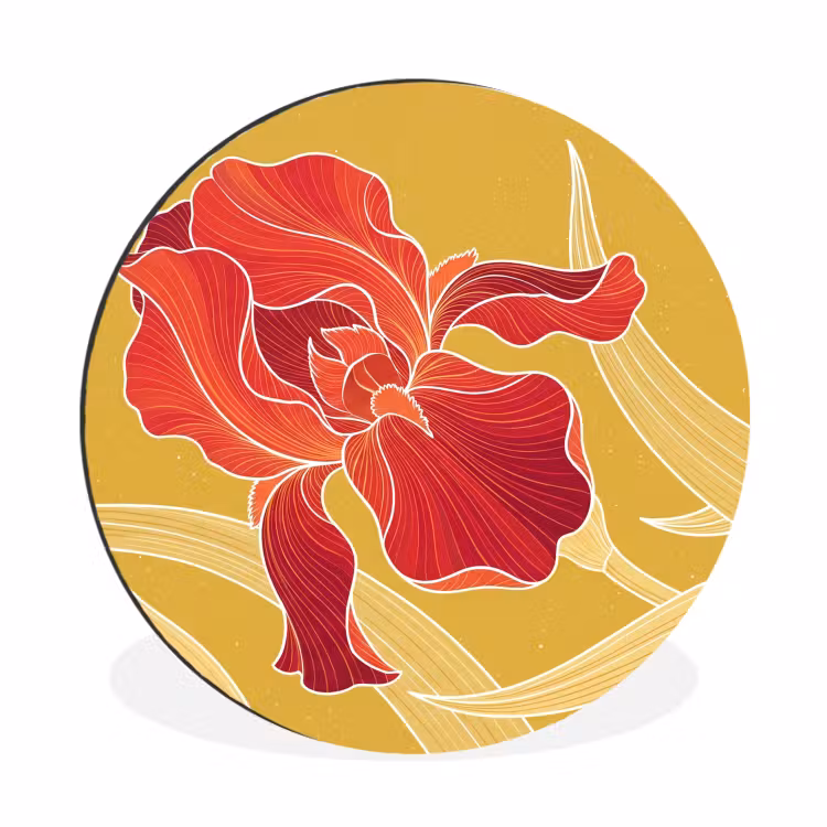 Wandcirkel - Aluminium - Bloemen - Illustratie - Rood — 1