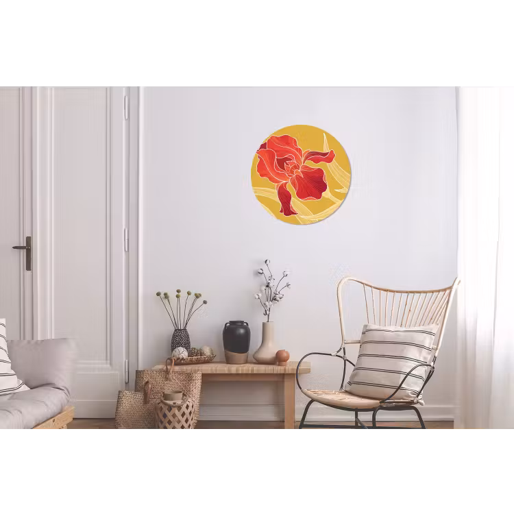Wandcirkel - Aluminium - Bloemen - Illustratie - Rood — 2