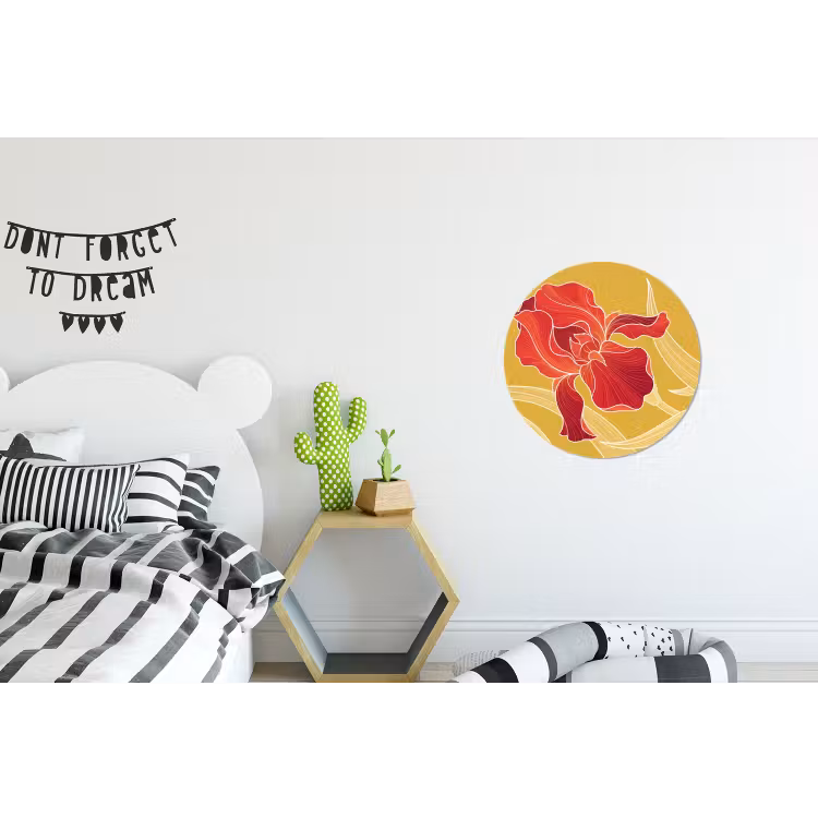 Wandcirkel - Aluminium - Bloemen - Illustratie - Rood — 5