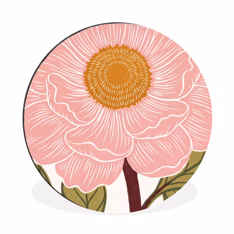 Wandcirkel - Aluminium - Bloemen - Roze - Illustratie — 1