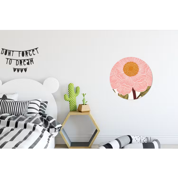 Wandcirkel - Aluminium - Bloemen - Roze - Illustratie — 5