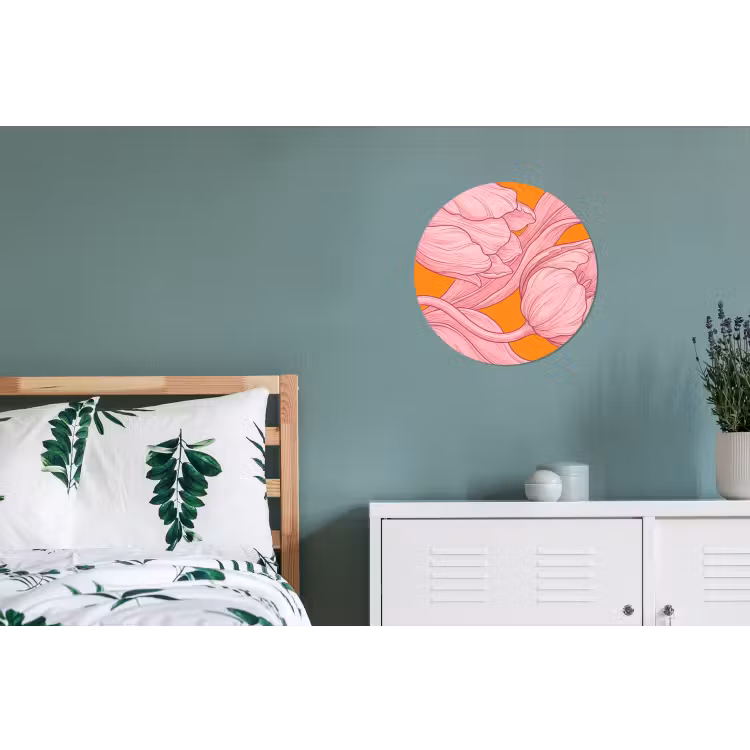 Wandcirkel - Aluminium - Roze bloemen - Modern — 4