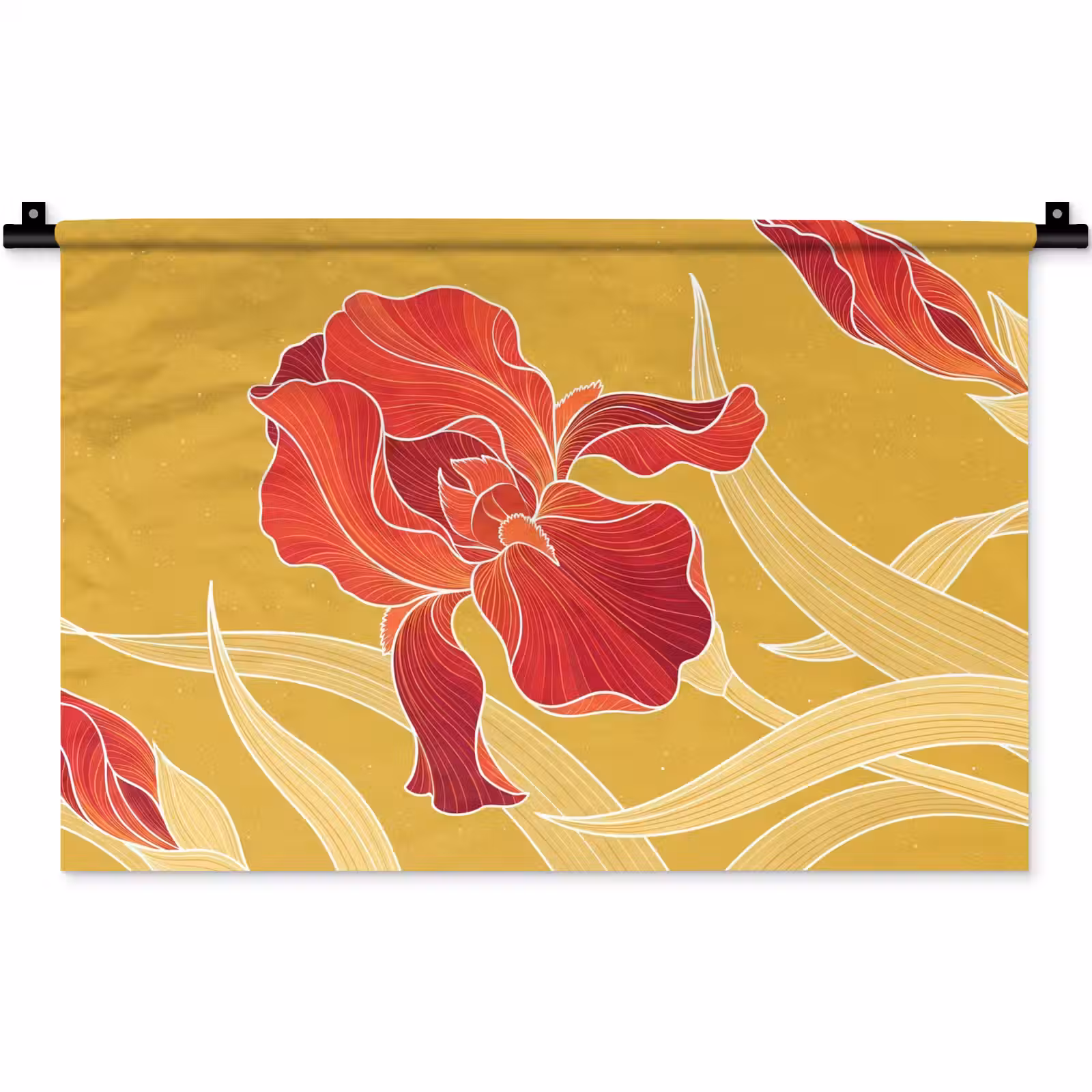 Wandkleed - Bloemen - Illustratie - Rood — 1