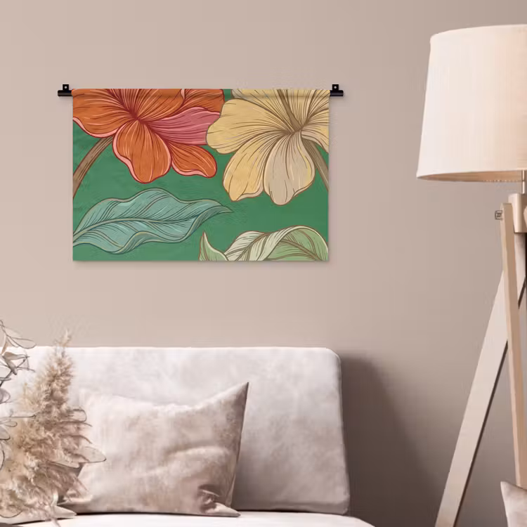 Wandkleed - Bloemen - Groen - Illustratie — 2