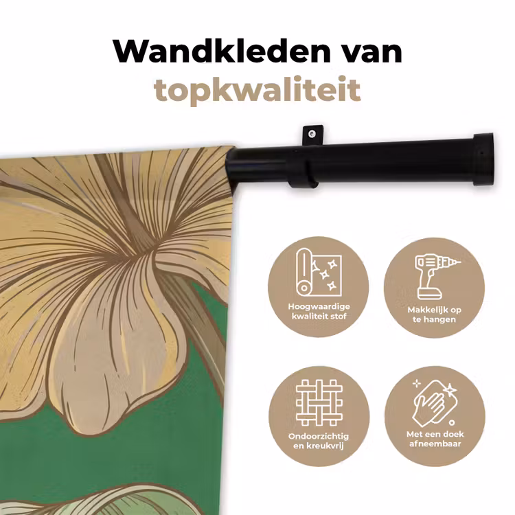 Wandkleed - Bloemen - Groen - Illustratie — 3