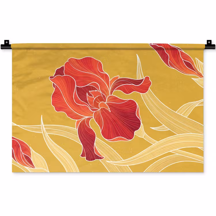 Wandkleed - Bloemen - Illustratie - Rood — 1