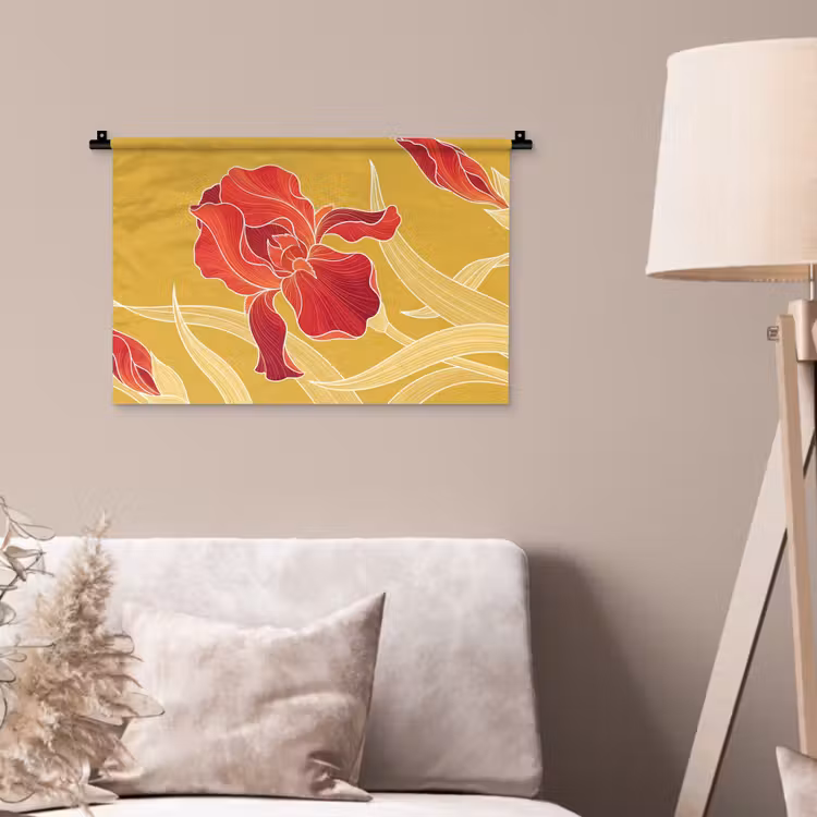 Wandkleed - Bloemen - Illustratie - Rood — 2
