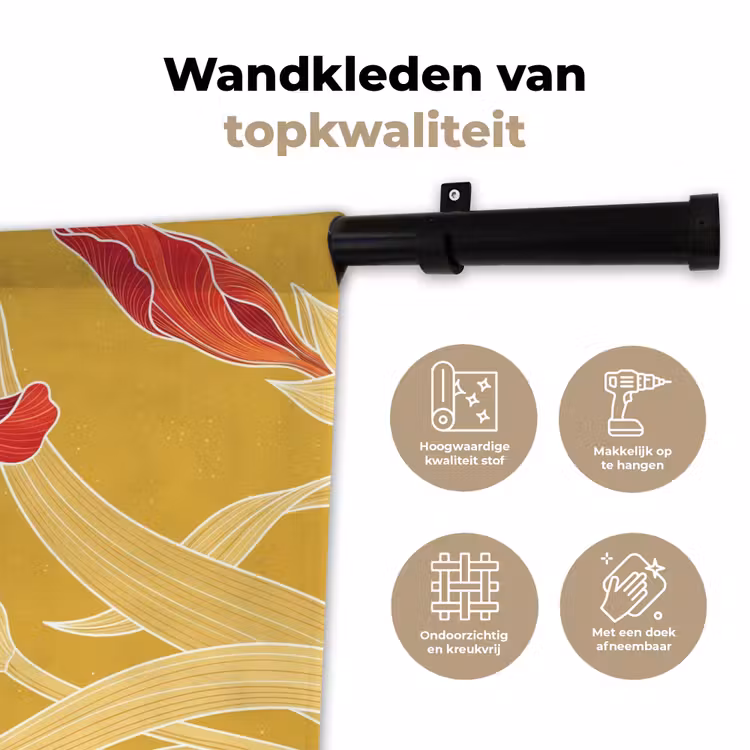 Wandkleed - Bloemen - Illustratie - Rood — 3