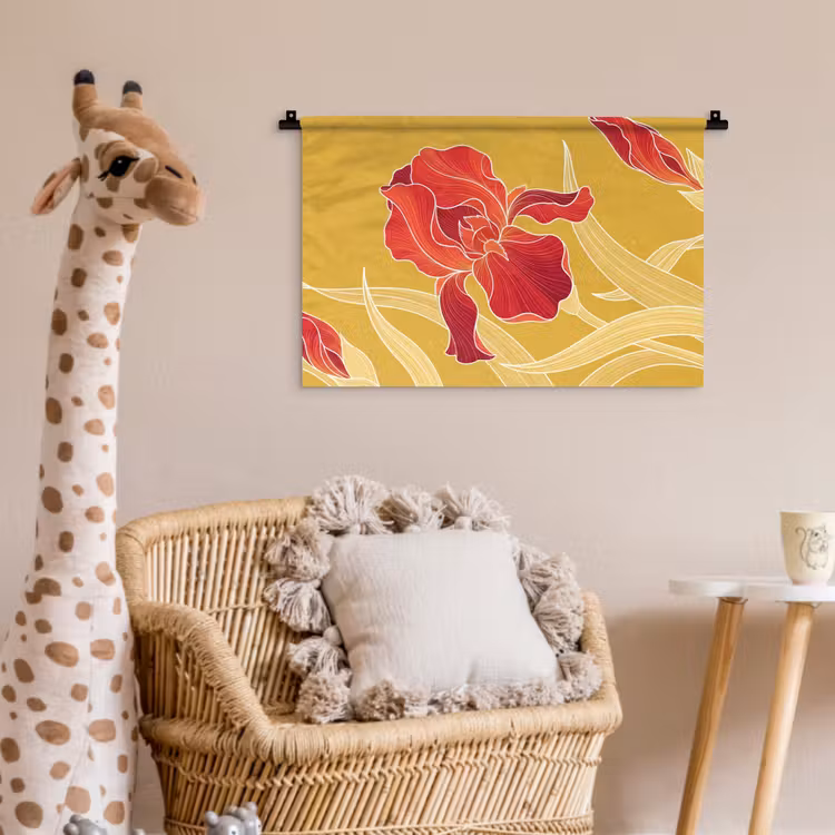 Wandkleed - Bloemen - Illustratie - Rood — 5
