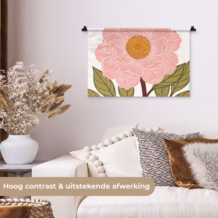 Wandkleed - Bloemen - Roze - Illustratie — 4