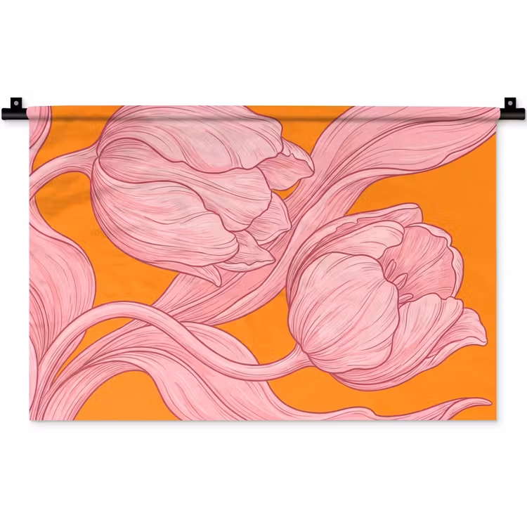 Wandkleed - Roze bloemen - Modern — 1