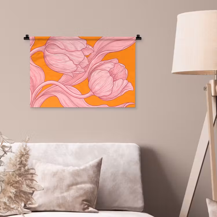 Wandkleed - Roze bloemen - Modern — 2