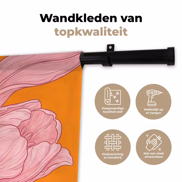 Wandkleed - Roze bloemen - Modern — 3