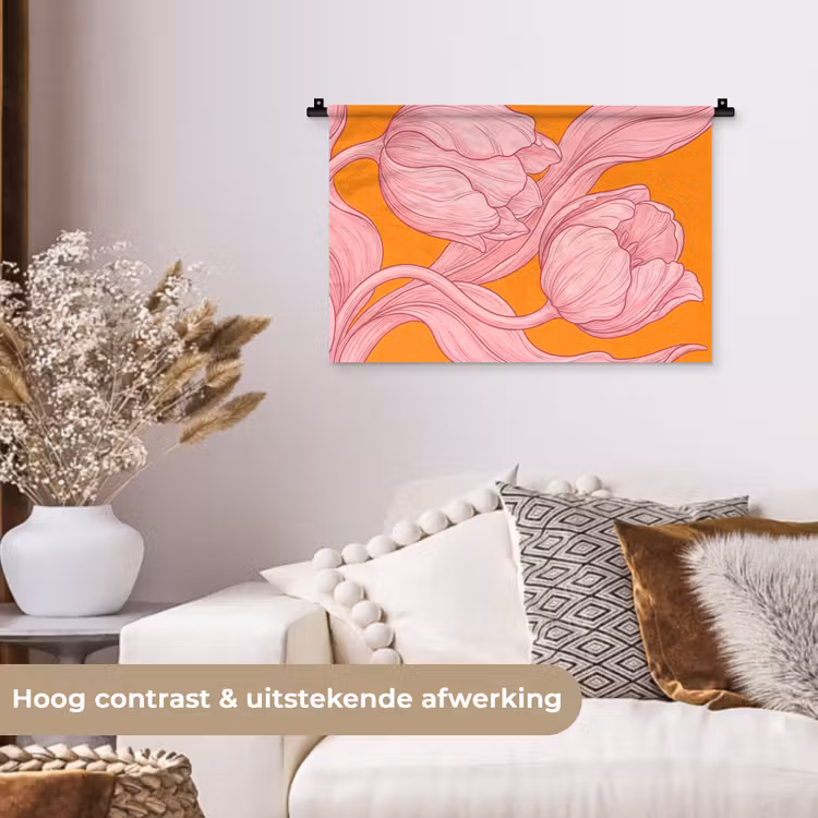 Wandkleed - Roze bloemen - Modern — 4