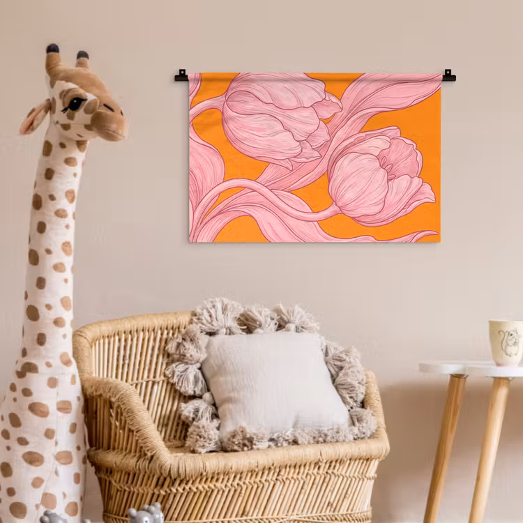 Wandkleed - Roze bloemen - Modern — 5