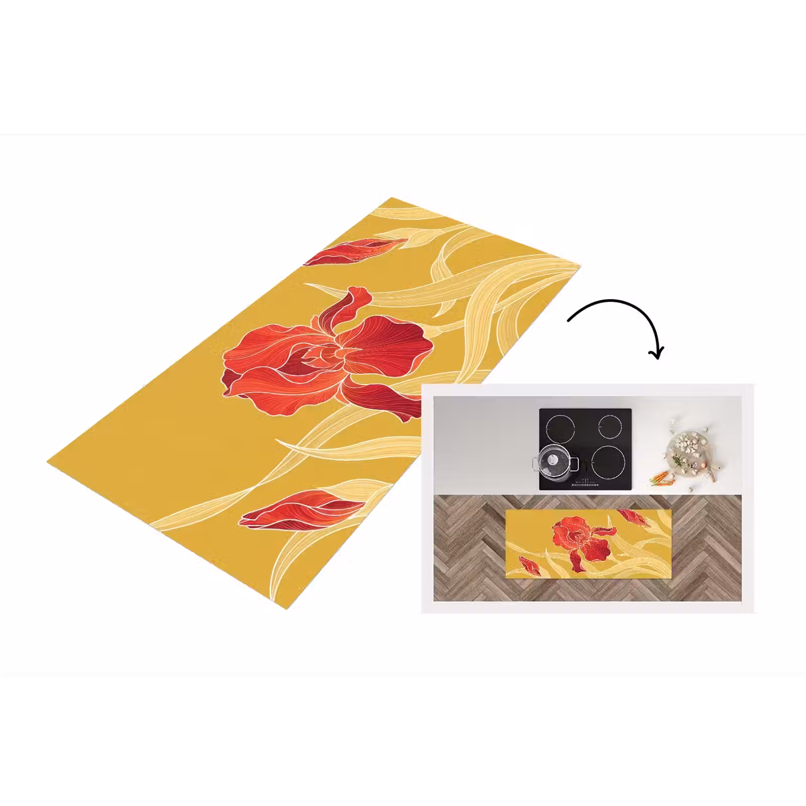 Keukenloper - Bloemen - Illustratie - Rood — 1
