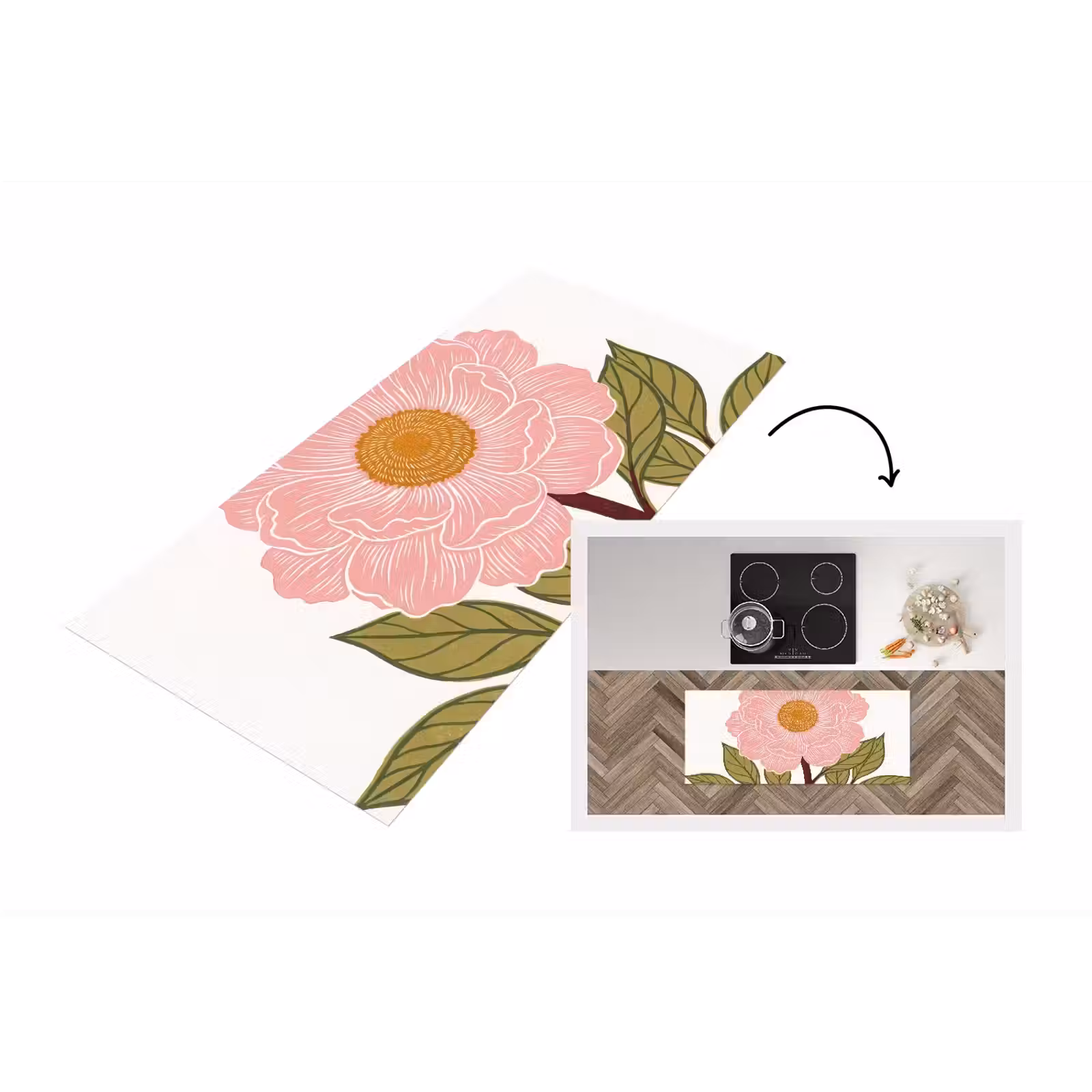 Keukenloper - Bloemen - Roze - Illustratie — 1